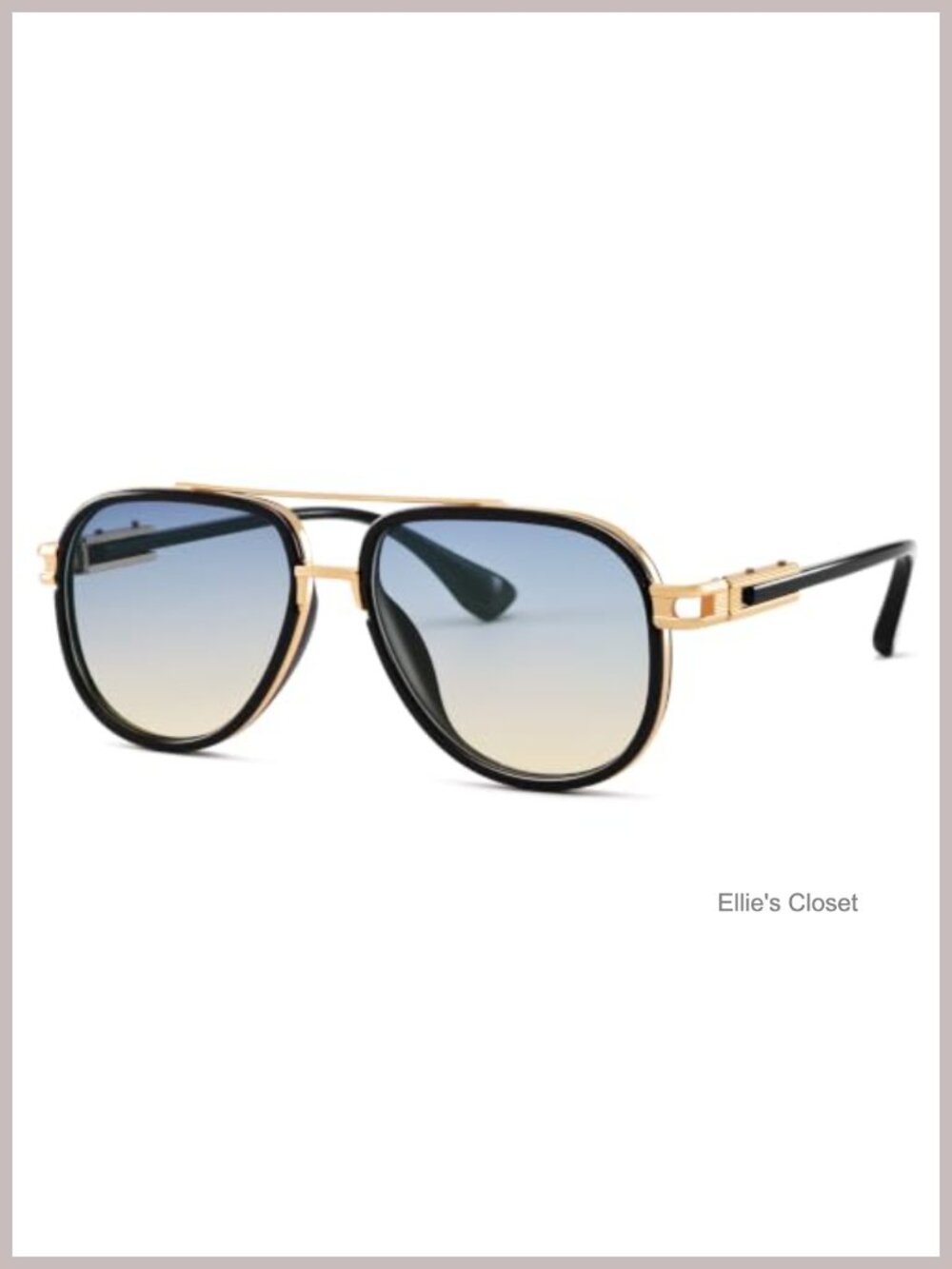 Oversized Aviator Sunglasses Metal Vintage UV400 Gradient Lenses